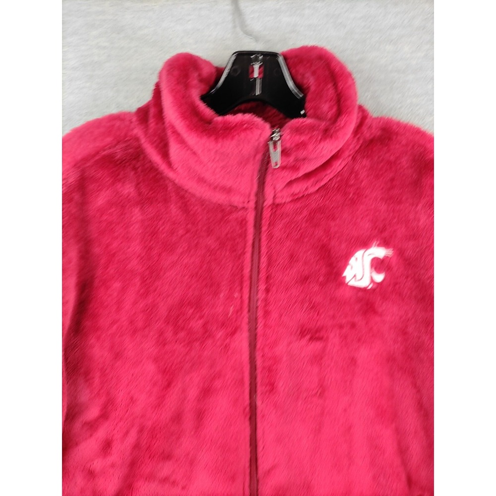 WSU Adult Jacket Medium Red P;ush Fleece Champion Full Zip Cougars Wazzu College